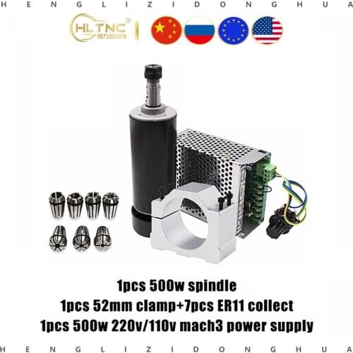Free shipping Air cooled 0.5kw Air cooled spindle ER11 chuck CNC 500W Spindle Motor + Power Supply speed governor For DIY CNC