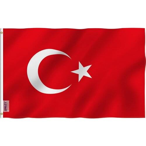 3x5 Foot Turkey Flag - Vivid Color and Fade Proof - Canvas Header and Double Stitched - Turkish Flags Polyester Brass Grommets