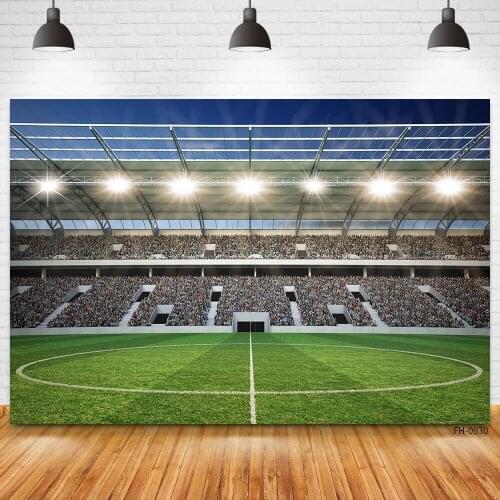 Stadium Grass Light Poster Backdrop Soccer Field Baby Boy Birthday Party Photocall Photography Background For Photo Studio Props