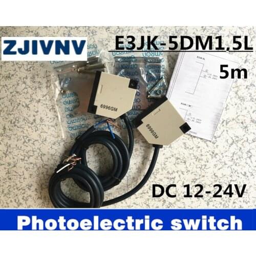 DC 12~24V through beam type E3JK-5DM1 ,5L Photoelectric Sensor Switch infrared Photocell switch Distance 5m adjustable