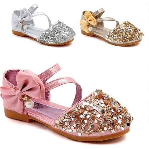 Girls PU leather Princess shoes dance performance shoes Childrens sequin Bowknot shoes Kids hot sale shoes SH19020