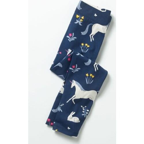 Jumping Meters Printed Unicorn Girls Leggings Flowers Applique Kids 100% Cotton 2018 Brand Children Trousers Pants Clothes