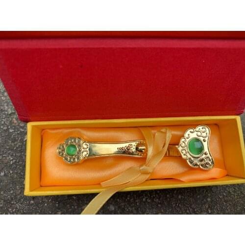 Chinese Wind Metal Dragon and Phoenix Jade Ornaments with Good Luck, Wealth, Career, Family Geomancy Craft Gifts