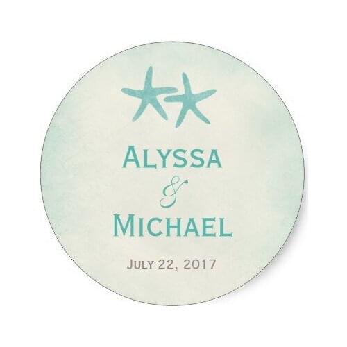 3.8cm Watercolor Starfish Favor Sticker Envelope Seal Classic Round Sticker