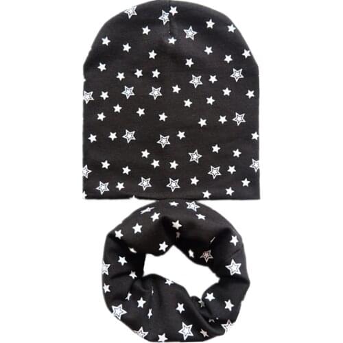 Autumn Winter Baby Hat Set Boys Girls Neck Scarf Spring Warm Neckerchief Kids Beanies Sets Cotton Children Hat Scarf 2pcs Sets