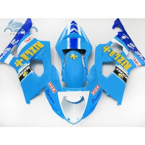Free Custom ABS Fairing kits for SUZUKI K3 GSXR1000 03 04 sport motorcycle fairings kit GSXR 1000 2003 2004 blue RIZLA+ bodywork