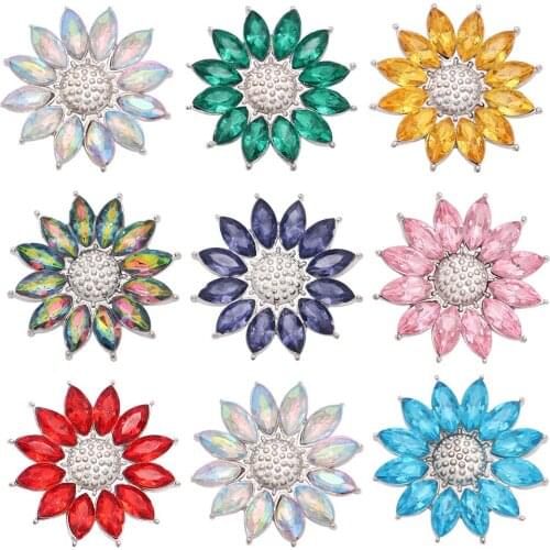 Crystal flower 18mm Metal snap button jewelry DIY bracelet KC2316