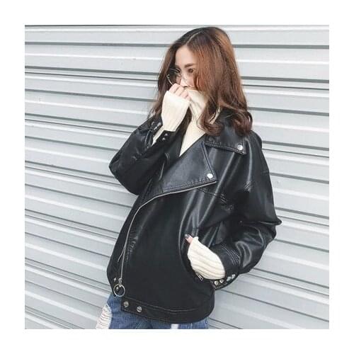 2020 New Fashion Faux Leather Jackets Women Spring Autunm Motorcycle Pu Leather Jacket Female Tops Outerwear High Quality LX91