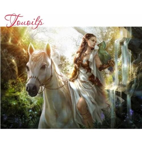 Perceuse carrée complète de broderie en diamant | Fille, oiseau, cheval, art, elfe, fantaisie, animal,5d kits de point de croix