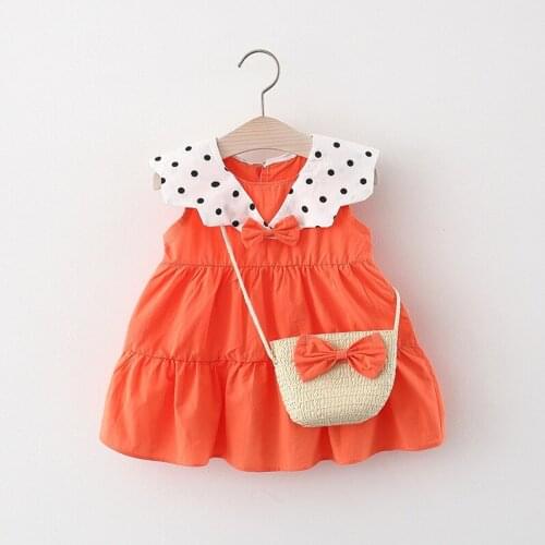 Menoea Baby Girl Princess Dresses Korean Style Infant Polka Dot Collar Party Costumes Sweet Children Bow Sleeveless Vestidos