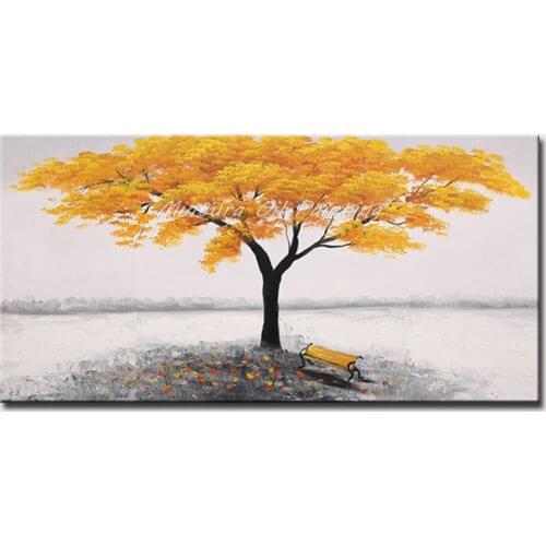 Mintura Oil paintings on Canvas Handmade Acrylic Canvas Living Room Giant Pine Trees Art Hand Painted Wall Sticker No Framed