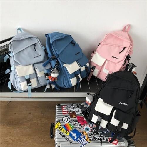 Fashion Women Backpack Kawaii Pendant Student School Bags For Girls 2021 Large capacity backpacks with many pockets Mochilas