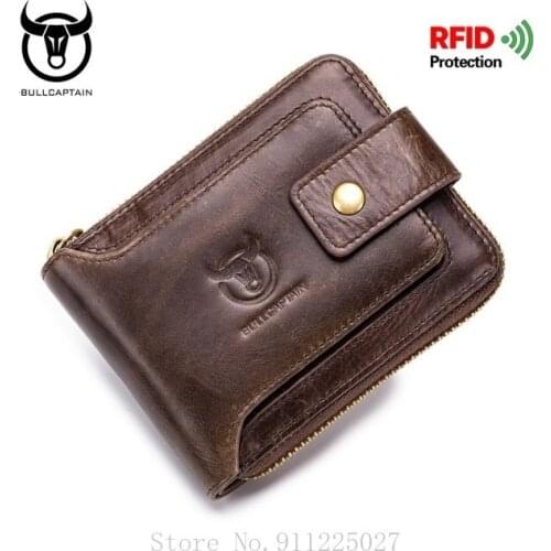 Genuine Leather Mens Short Horizontal Wallet Multi-function Driving License Multi-card Photo Album RFID Purse Hasp Money Bag
