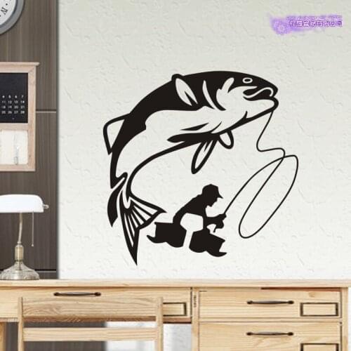 Go Fishing Sticker Hunter Decal Bucket Tackle Shop Fishhook Sticker Fish Tank Boat Box Car Vinyl