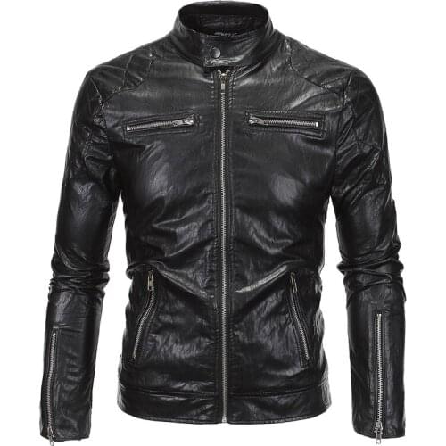 New Leather Collar Motorcycle Leather Punk Leather Jacket Chaqueta De Cuero Para Hombre Men Clothes 2020 Leather Jacket Mens