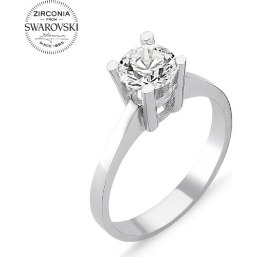 Silver 925 Sterling Swarovski Zirconia Cubic Zirconia Engagement Ring