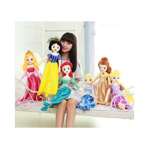 Original Disney Cartoon Movie Snow White Mermaid and Princess Cinderella Large Plush toy Soft Doll Birthday Present For Child