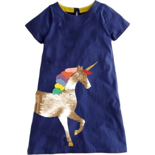 Unicorn Dress Baby Girls Summer Clothes Animal Appliques Striped Toddler Girl Dress Princess Kids Dresses Children Clothing 2-7Y