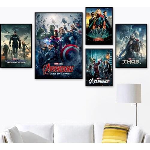 Avengers Marvel Movie Poster Superheroes Print Canvas Painting Wall Art Pictures Fashion Living Room KidS Bedroom Decor Mural
