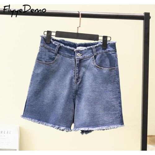Casual Shorts Women Jean Denim Short Straight Women Mid Waist Tassel Summer Shorts Femme Push Up Loose Denim Short Plus Size