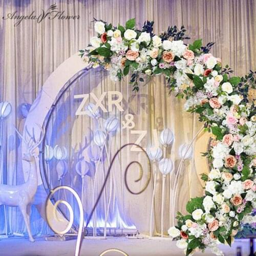 Variety of styles custom silk flore row wedding arch backdrop decor artificial flower arrangement wall ball decor flower bouquet