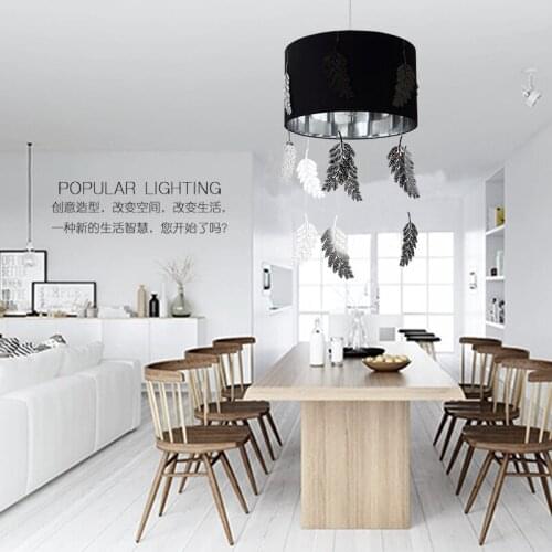Modern stainless steel Leaves circular pendant light restaurant individuality bedroom droplight