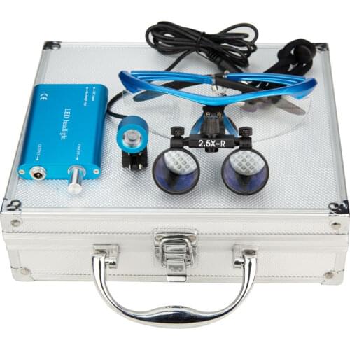 Dental Loupe 2.5X 3.5X Surgical Magnifying Glasses Dental Equipment Surgical Dentists Magnifier with LED Head Light Box