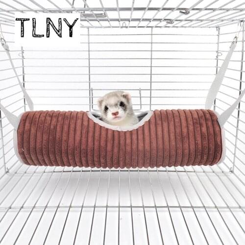 TLNY Ferret Cylinder Hammock Winter Warm Cotton Nest Squirrel Small Pet Hanging Nest Ferret Cage Accessories Ferret Accessories