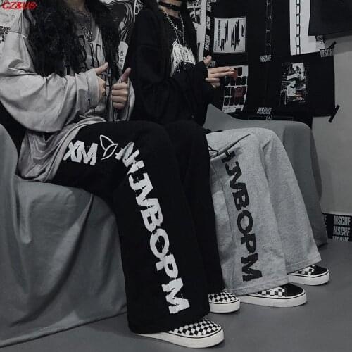 Women Oversized 2021 Autumn Black Pants Denim Womens Streetwear Hip Hop Harem Pants High Wasit Denim Pants Overalls Baggies