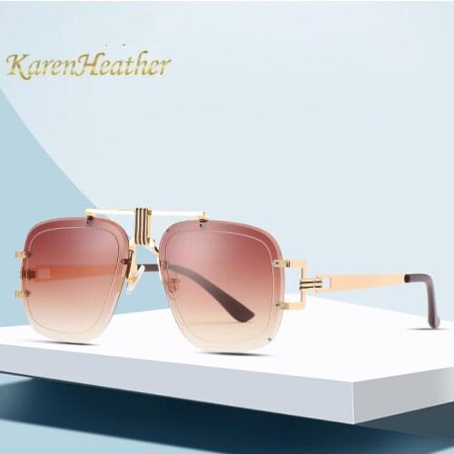 2020 New Irregular Frameless Sunglasses Women Gradient Alloy Frame Brand Glasses Designer Fashion Female Shades KEDI58046