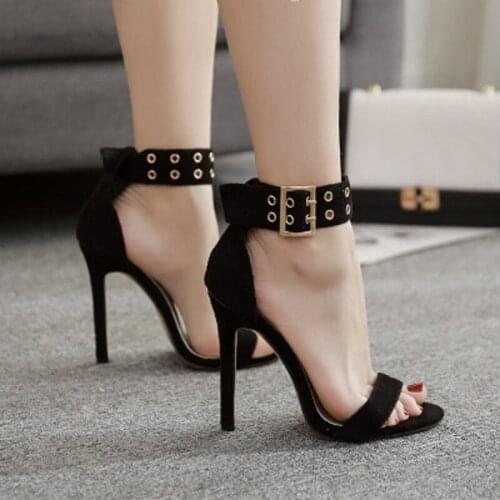 Womens heel 2021 Spring and Summer New Fish Mouth Double-Breasted Slim High-heeled Shoes Large Size Wild Womens Shoes