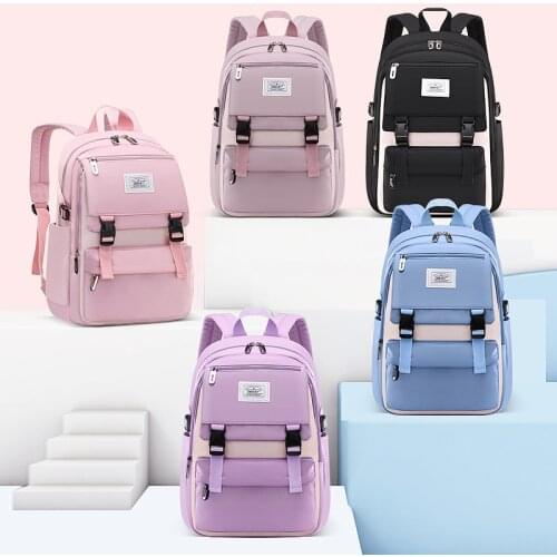 Weysfor Women Nylon Backpack Candy Color Waterproof School Bags for Teenagers Girls Patchwork Backpack Female Rucksack Mochila