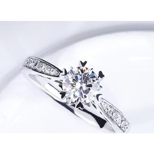 Super Flashing Snowflake Small Love Heart 925 Sterling Silver Rings for Women Luxury Elegant Cute Engagement Wedding Party Charm