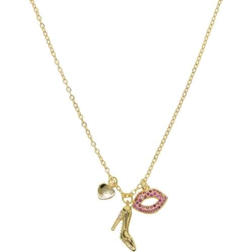 41+5cm chain Necklace For Women heart pendant Lovers High Heels Gold Color Pendant Necklace Engagement Jewelry