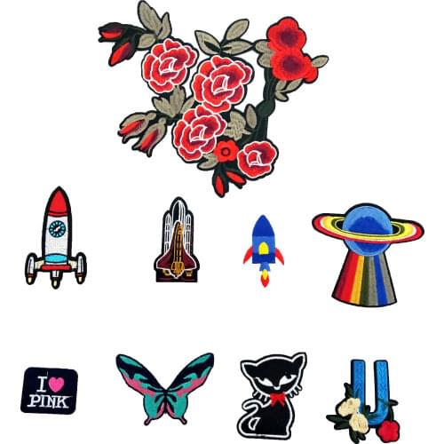 Fashion style Cartoon Badges Hot melt adhesive Applique Embroidery DIY Kids Sewing Iron on patch Clothing Accessory C6026-C6040