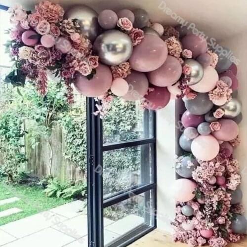 100pcs DIY Hot Pink Balloon Garland Arch Birthday Baby Shower Baby Sliver Balloons Kit Weddings Party Decor Backdrop Supplies