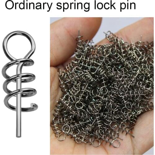 100 PCS Spring Lock Pin Crank Hook Fishing Connector Stainless Steel Swivels Snap Soft Bait Accessories