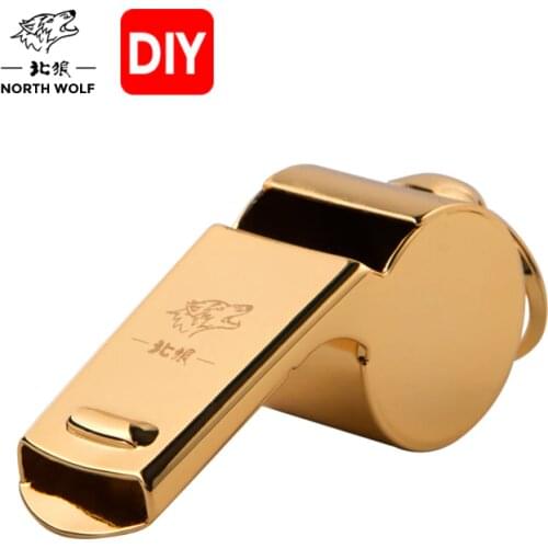 North Wolf 2021 New Long Mouth Whistle Pure Copper 14k Gold Plating Outdoor Training Treble Wood Core Coach Whistle