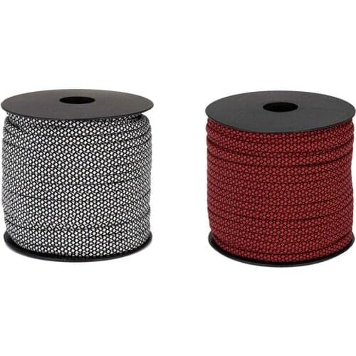 2x Moocy Camping Paracord 4mm 50 Meters 7 Strands Umbrella Rope for Outdoor Survival Hiking Clothesline Silver & Red