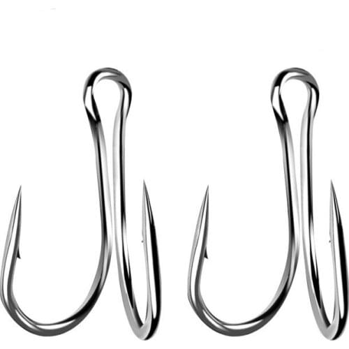 30pcs Long Shank Double Hook Weedless Fishing hook Duple Hook for Jig Bass Fish Hook fishing tackle For Soft Lure
