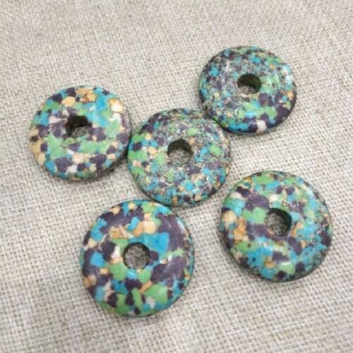 5PCS Nature Stable Turquoise Donut Shape Mens Pendants Size 30MM For All Fashion Jewelry Or Craft Making Accessories New Arriva