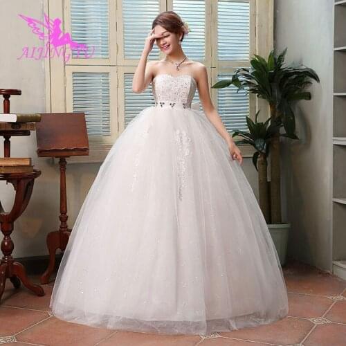 AIJINGYU 2021 marriage Customized new hot selling cheap ball gown lace up back formal bride dresses wedding dress WK592