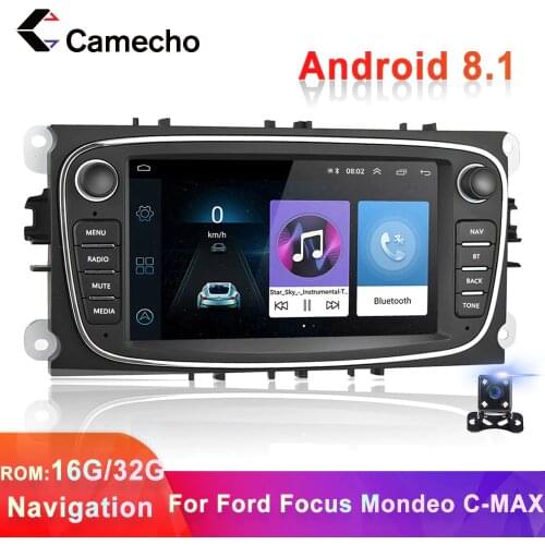 Camecho 2 Din Android 8.1 Car Radio 7" Multimedia Player GPS WiFi BT auto Video for Ford Focus MK2 Mondeo C-MAX S-MAX Galaxy II