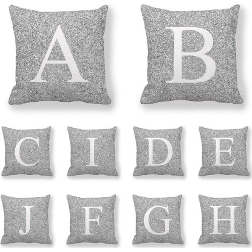Letter Pillow case For Sofa Nordic Alphabet Flowers Print Floral Sofa Car Pillow Cushion Cover Case Home Decor 45*45