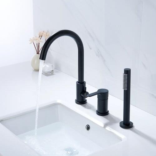 Black Bathtub faucet black bathroom 3pcs kit Shower faucet Bathtub Mount tap Shower set Mixer Valve 2 Function