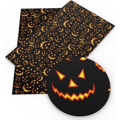 David accessories 20*33cm Halloween Skull Printed Faux Leather Sheets in Crafts Synthetic Leather for Bows DIY Crafts,1Yc11394