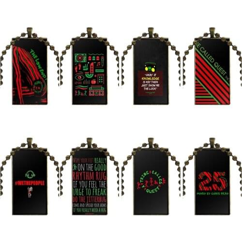 For Girls Design Fashion Vintage Glass Women Rectangle Necklace Pendants A Tribe Called Quest