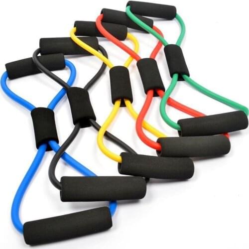 TPE 8 Word Fitness Yoga Gum Resistance Rubber Bands Fitness Elastic Band Fitness Equipment Expander Workout Gym Exercise Train