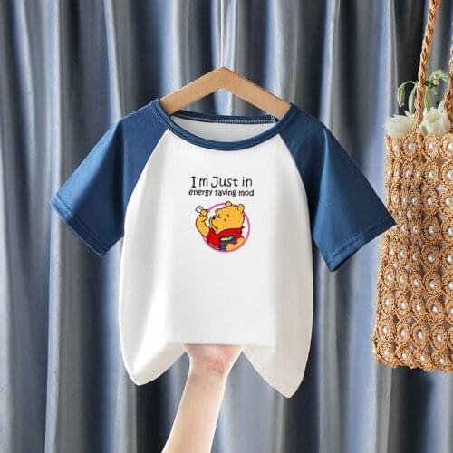 Winnie The Pooh Kids Tshirt Disney Animal Printing Short Sleeved Baby Tees Boys Girls Clothes Tops Summer Casual Bear Costumes