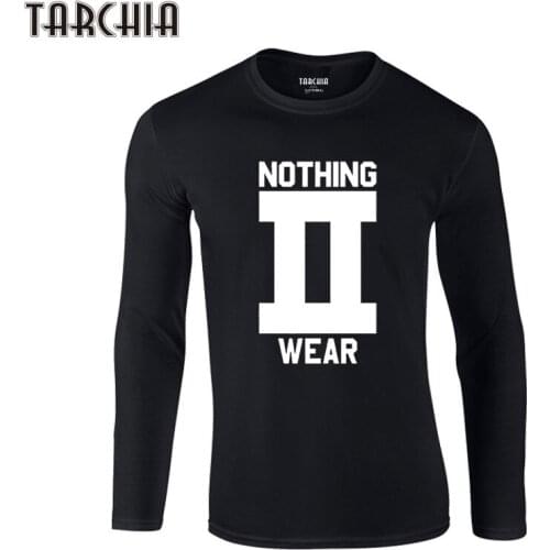 TARCHIA T-Shirts 2021 New Design Long Sleeve 100% Cotton Tees Tops Mens Slim Casual T Shirts Homme Nothing To Wear Funny